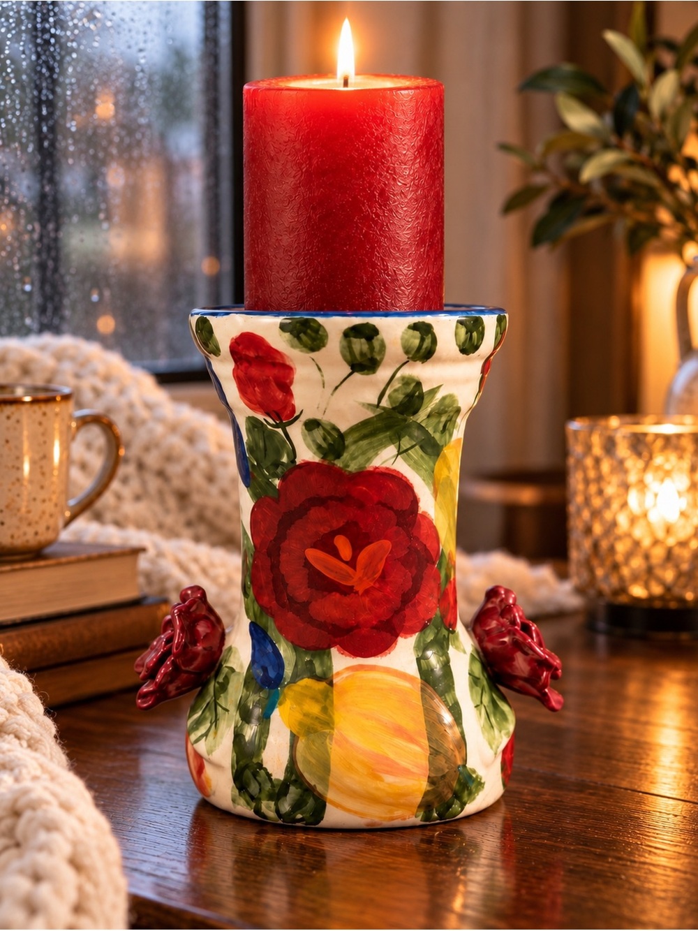 Certified International California Garden Floral Candle Holder 7”
